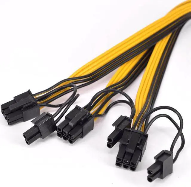 Alt view image 4 of 5 - PCIe GPU 6pin 1 to 3 port 6+2Pin Female to Male Extension Cable PCI express Graphics card 6Pin to 8pin power supply cord for BTC
