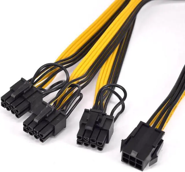 Alt view image 5 of 5 - PCIe GPU 6pin 1 to 3 port 6+2Pin Female to Male Extension Cable PCI express Graphics card 6Pin to 8pin power supply cord for BTC