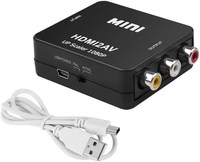Alt view image 2 of 6 - HDMI to RCA Converter AV/CVSB L/R Video Box HD 1080P 1920*1080 60Hz HDMI2AV Support NTSC PAL Output HDMI To AV