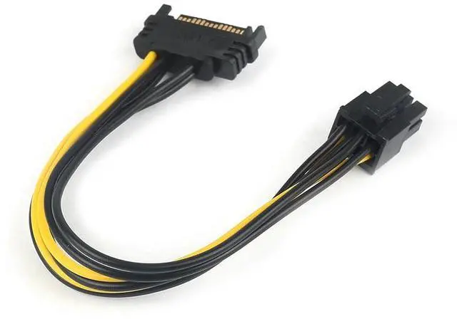 Alt view image 5 of 6 - 15 Pin SATA Power To 6pin PCIe PCI-e PCI Express Adapter Cable For Video Card 15 Pin To 6 Pin Power Supply Cable 20cm