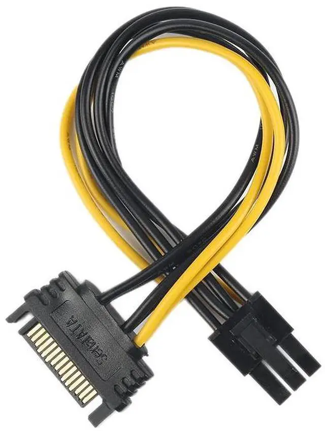 Alt view image 3 of 6 - PCI-Express PCIE 15Pin To Dual 6 Pin SATA Graphic Video Card Adapter Power Supply Cable 20cm  Data Cable Portable
