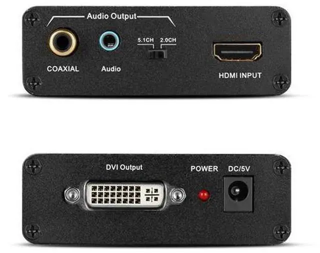 Alt view image 4 of 7 - HDMI to DVI Converter with Audio Out - HDMI to DVI Video Audio Adapter Sound Splitter to 3.5mm AUX Auxiliary / 2 RCA Stereo & Coaxial Output Jack Connector Plug, 1080P 720P, 5.1 & 2 Channel