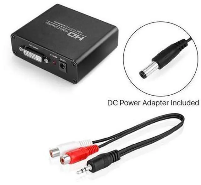 Alt view image 5 of 7 - HDMI to DVI Converter with Audio Out - HDMI to DVI Video Audio Adapter Sound Splitter to 3.5mm AUX Auxiliary / 2 RCA Stereo & Coaxial Output Jack Connector Plug, 1080P 720P, 5.1 & 2 Channel