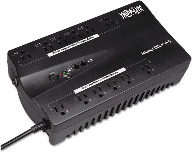 Alt view image 3 of 20 - tripp lite 900va ups desktop battery back up, 12 outlet, 480w 120v standby, ultra-compact, usb (internet900u)