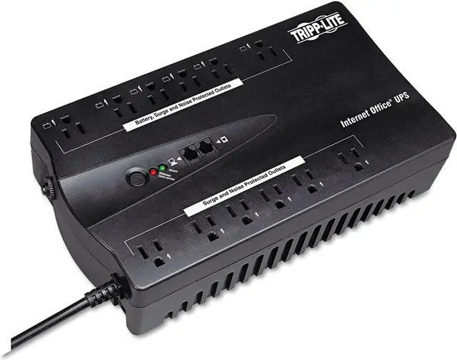 Alt view image 2 of 20 - tripp lite 900va ups desktop battery back up, 12 outlet, 480w 120v standby, ultra-compact, usb (internet900u)
