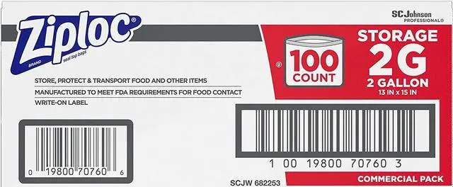 Alt view image 9 of 9 - Ziploc 682253 Double Zipper Bags, Plastic, 1.75 Mil, 2Gal, Clear W/Write-On Panel, 100/Carton