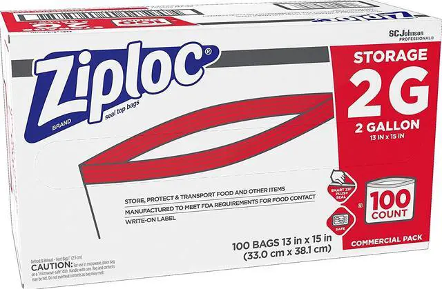 Alt view image 3 of 9 - Ziploc 682253 Double Zipper Bags, Plastic, 1.75 Mil, 2Gal, Clear W/Write-On Panel, 100/Carton