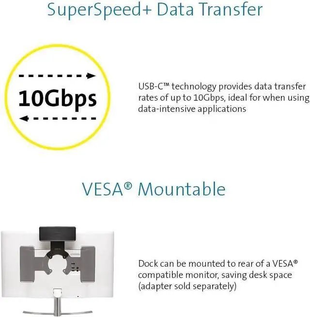 Alt view image 5 of 7 - Kensington SD4600P USB-C Docking Station with Power Delivery Charging for 2015/2016 MacBook Retina 12", Dell XPS 13" 9350/XPS 15" 9550, Dell Precision 5510 (K38231WW)