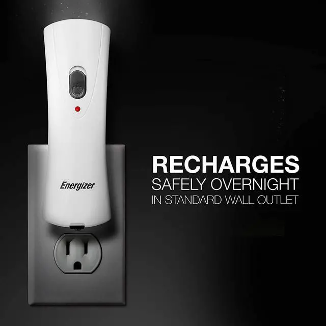Alt view image 6 of 12 - energizer compact handheld rechargeable plugin flashlight, led 40 lumens, autoon in powerfailure