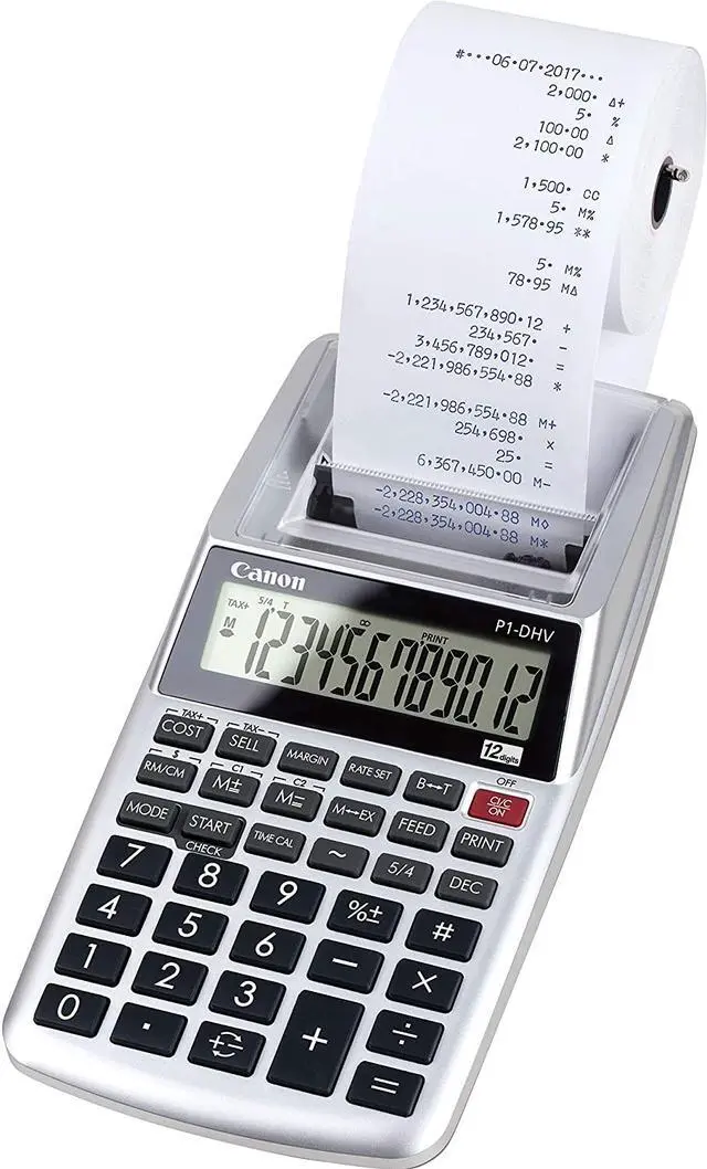 Alt view image 9 of 13 - Canon P1-DHV 12-Digit Palm Printing Calculator Purple Print 2 Lines/Sec 2203C001