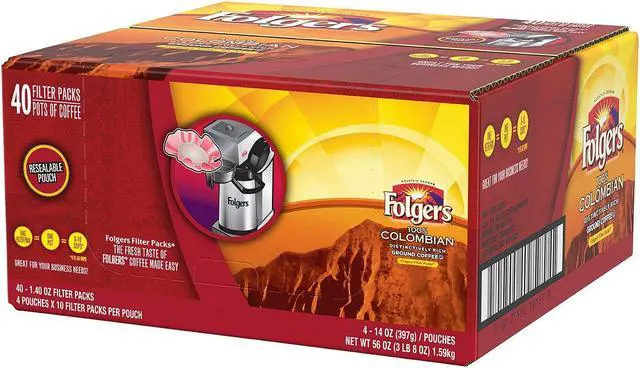 Alt view image 8 of 10 - Folgers Colombian Ground Coffee Filter Packs Ground - Regular - Colombian - Bold - 1.4 oz - 40 / Carton  FOL10107