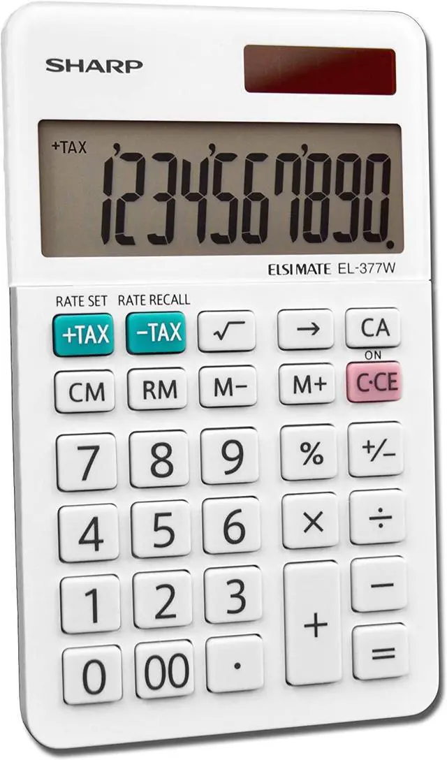 Alt view image 6 of 20 - Sharp EL-377WB Large Pocket Calculator 10-Digit LCD EL377WB