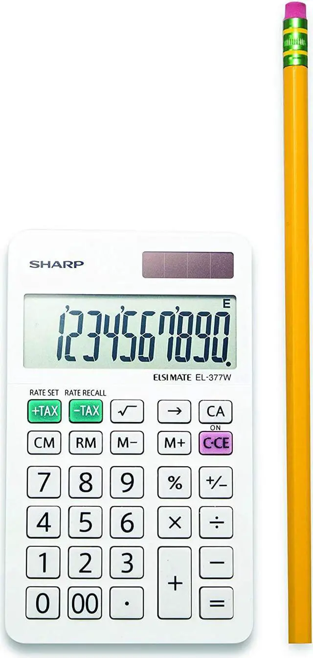Alt view image 9 of 20 - Sharp EL-377WB Large Pocket Calculator 10-Digit LCD EL377WB