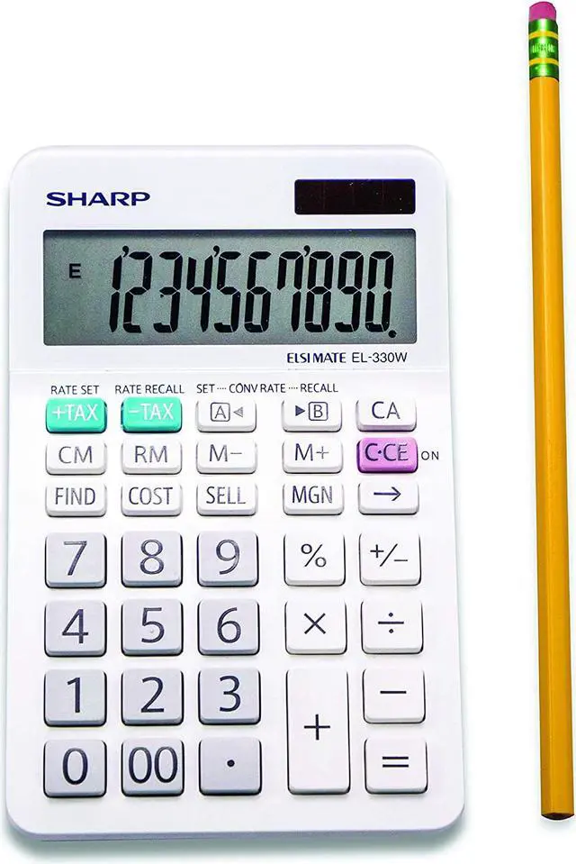 Alt view image 7 of 13 - Sharp EL-330WB Desktop Calculator 10-Digit LCD EL330WB