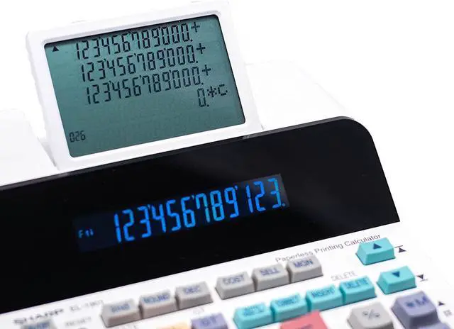 Alt view image 7 of 11 - Sharp EL-1901 Paperless Printing Calculator with Check and Correct 12-Digit LCD