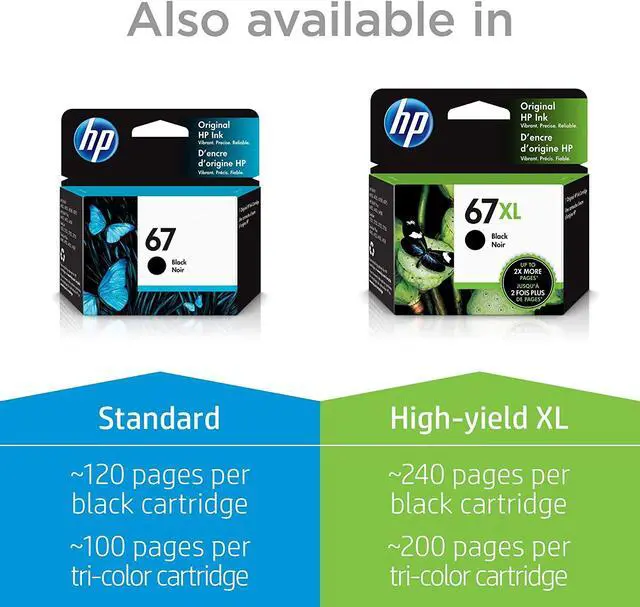 Alt view image 7 of 20 - HP 67 2-pack Black/Tri-color Original Ink Cartridges, 3YP29AN#140