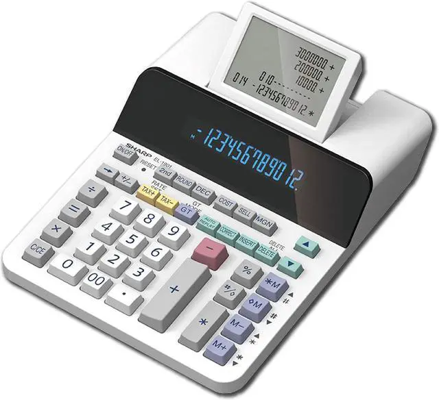 Alt view image 4 of 11 - Sharp EL-1901 Paperless Printing Calculator with Check and Correct 12-Digit LCD