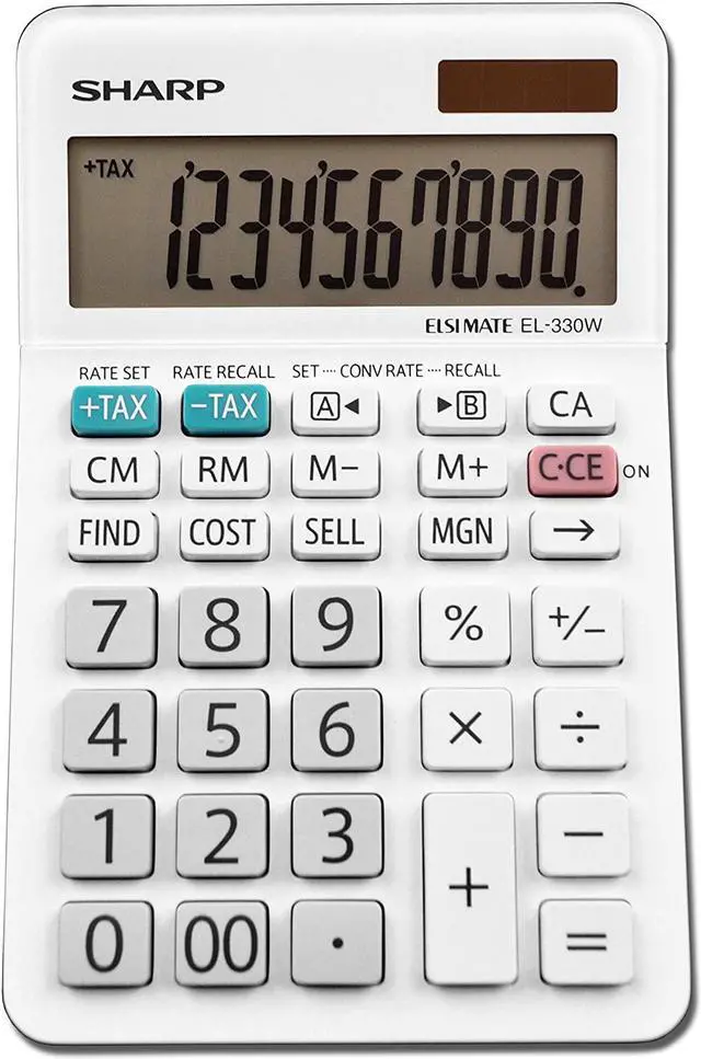 Alt view image 3 of 13 - Sharp EL-330WB Desktop Calculator 10-Digit LCD EL330WB