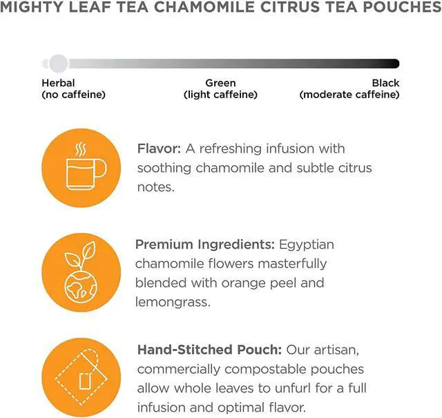 Alt view image 6 of 10 - Mighty Leaf Tea Whole Leaf Tea Pouches, Chamomile Citrus, 15/Box 510136