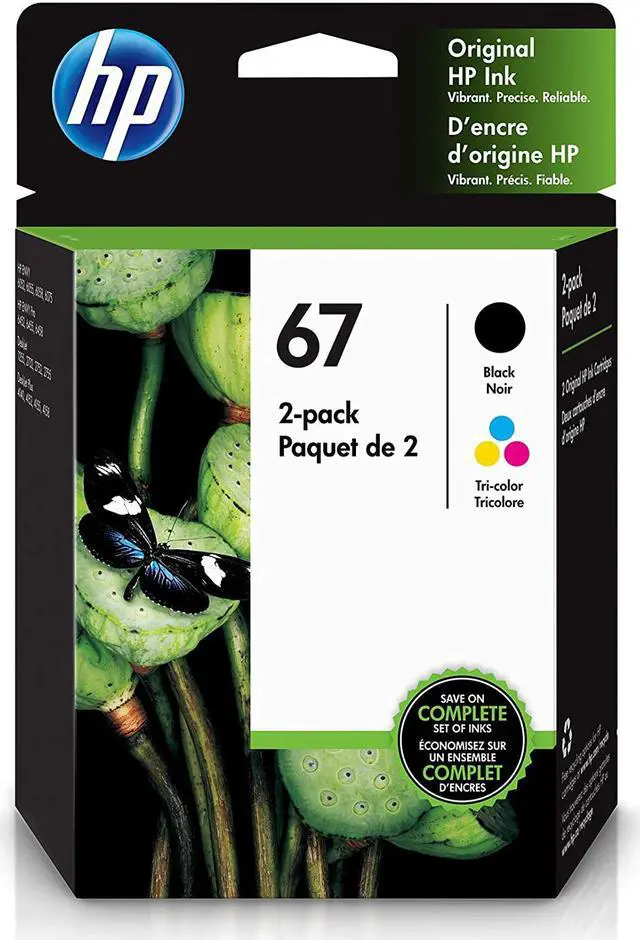Alt view image 4 of 20 - HP 67 2-pack Black/Tri-color Original Ink Cartridges, 3YP29AN#140