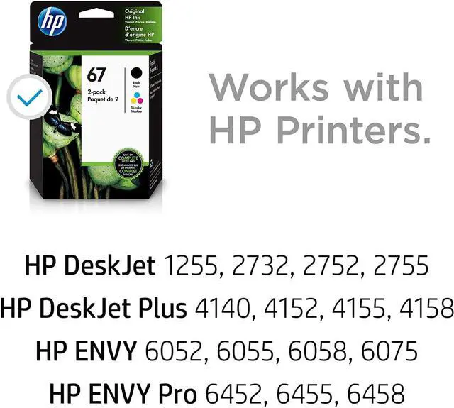Alt view image 5 of 20 - HP 67 2-pack Black/Tri-color Original Ink Cartridges, 3YP29AN#140