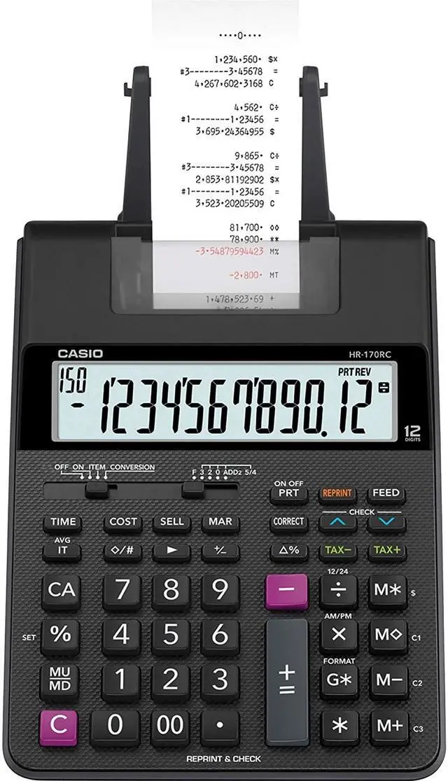 Alt view image 9 of 13 - Casio Printing Calculator 6-1/2"Wx11-5/8"Lx2-9/16"H Black HR170RC