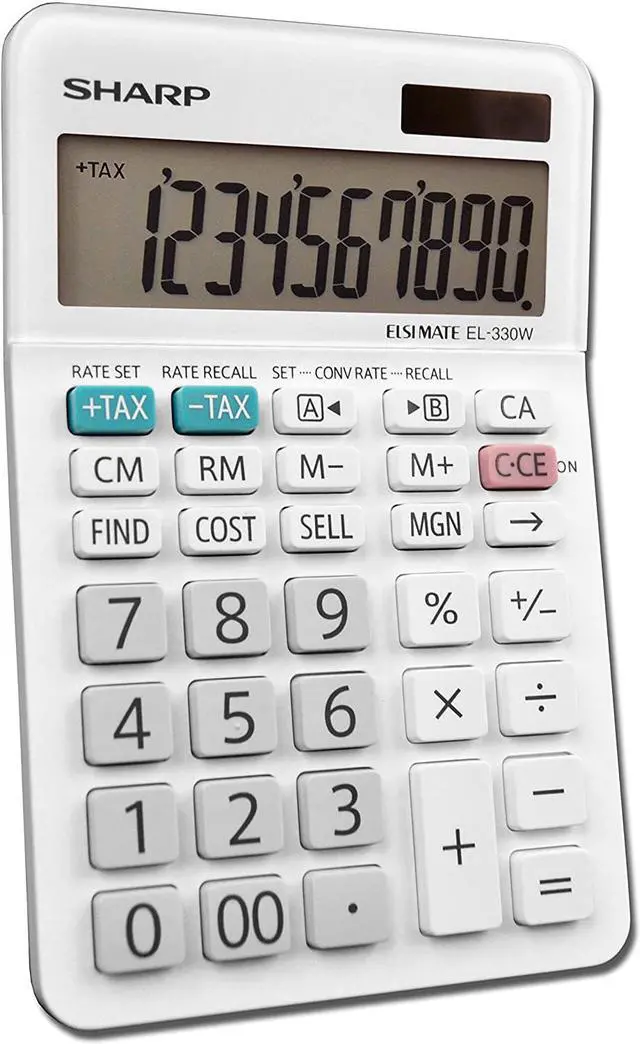 Alt view image 4 of 13 - Sharp EL-330WB Desktop Calculator 10-Digit LCD EL330WB