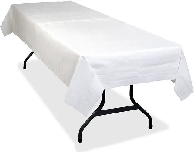 Alt view image 3 of 6 - Tablemate Table Set Poly Tissue Table Cover 54 x 108 White 6/Pack PT549WH