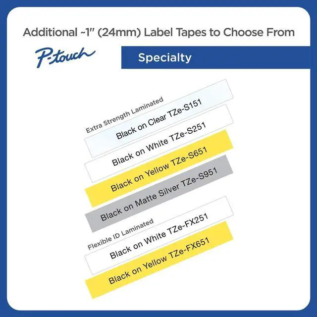Alt view image 10 of 17 - Brother TZE451 24 mm (0.94") Black on Red tape for P-Touch 8 m (26.20 ft.)