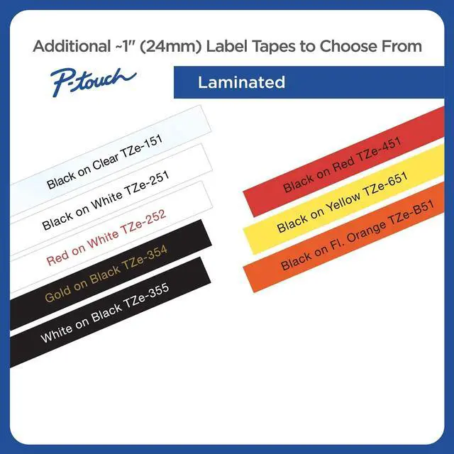 Alt view image 9 of 17 - Brother TZE451 24 mm (0.94") Black on Red tape for P-Touch 8 m (26.20 ft.)