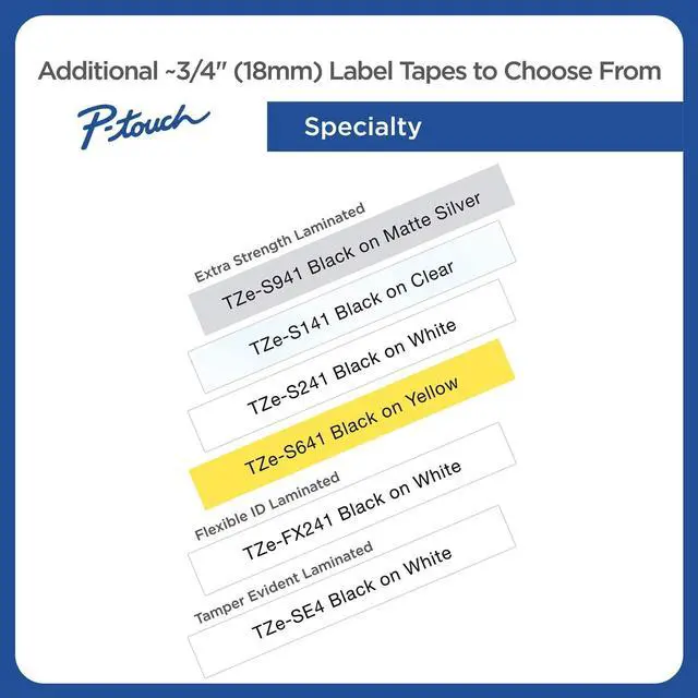Alt view image 10 of 20 - Brother P-Touch TZE-545 TZ Standard Adhesive Laminated Labeling Tape, 3/4w, White on Blue