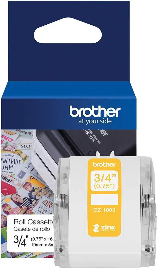 Alt view image 10 of 16 - Brother Genuine CZ-1003 continuous length ??" (0.75") 19 mm wide x 16.4 ft. (5 m) long label roll featuring Zero Ink technology - 3/4" Width x 16 13/32 ft Length - Zero Ink (ZINK)