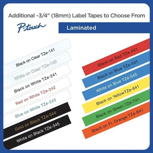 Alt view image 9 of 20 - Brother P-Touch TZE-545 TZ Standard Adhesive Laminated Labeling Tape, 3/4w, White on Blue