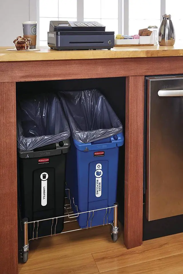 Alt view image 8 of 14 - Slim Jim Under-Counter Container, 23 gal, Polyethylene, Gray