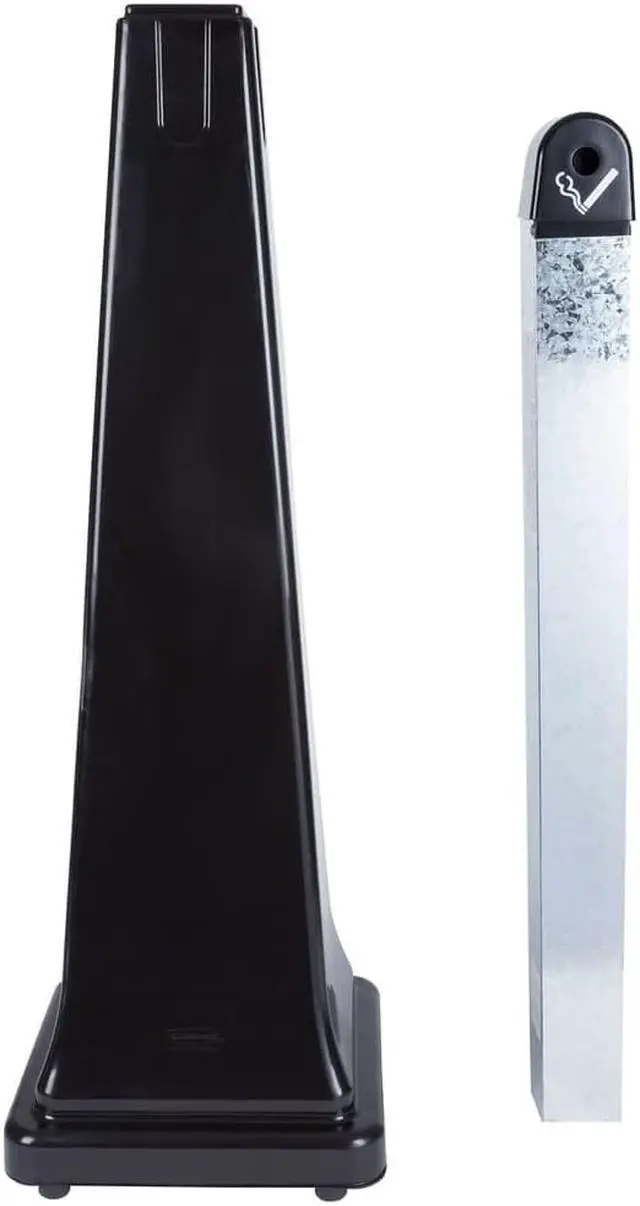 Alt view image 6 of 15 - Rubbermaid - FG257088BLA - 1 gal Cigarette Receptacle, 39 1/2 in Height, 12 1/4 in Base Dia., Plastic, Black