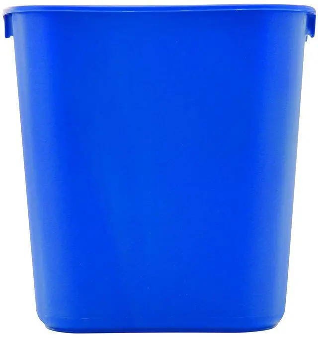 Alt view image 7 of 13 - Small Deskside Recycling Container, Rectangular, Plastic, 13.625Qt, Bl