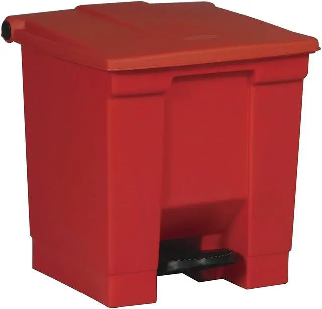 Alt view image 3 of 10 - Rubbermaid Commercial 614300RED Step-on Waste Container - Step-on Opening - 8 gal Capacity - 17.1" Height x 15.8" Width