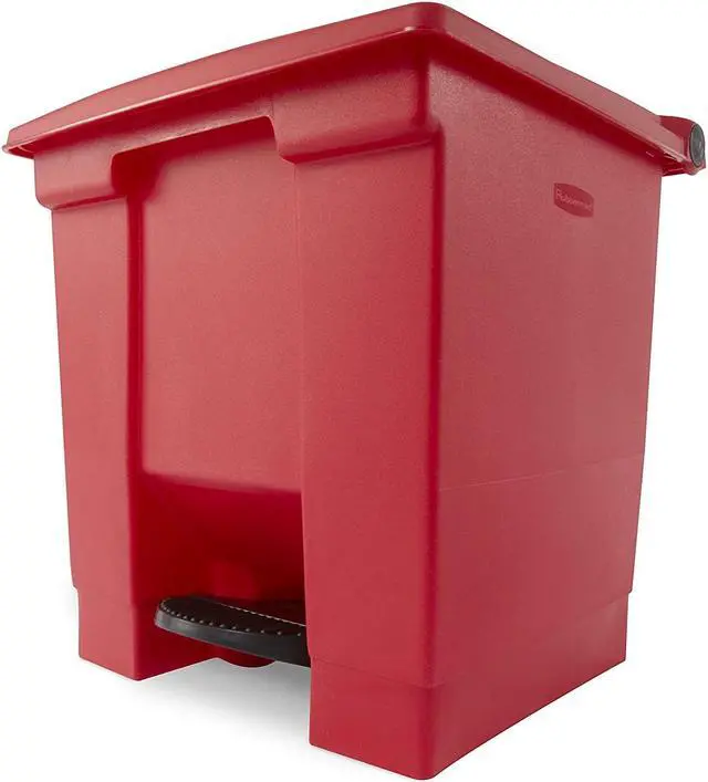 Alt view image 4 of 10 - Rubbermaid Commercial 614300RED Step-on Waste Container - Step-on Opening - 8 gal Capacity - 17.1" Height x 15.8" Width