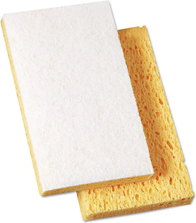 Alt view image 2 of 10 - SCRUBBING SPONGE, LIGHT DUTY, 3.6 X 6.1, 0.7" THICK, YELLOW/WHITE, INDIVIDUALLY WRAPPED, 20/CARTON