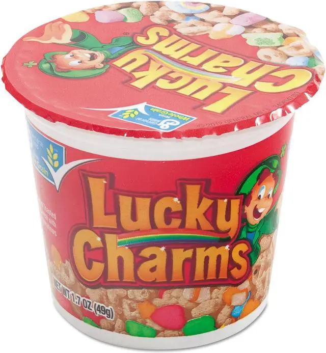 Alt view image 2 of 4 - General Mills GEM13899 Lucky Charms Cereal, Single-Serve 1.73 oz. Cup, 6 / Pack