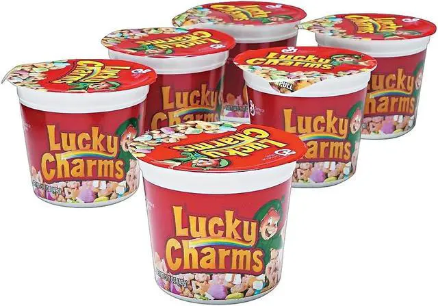 Alt view image 3 of 4 - General Mills GEM13899 Lucky Charms Cereal, Single-Serve 1.73 oz. Cup, 6 / Pack