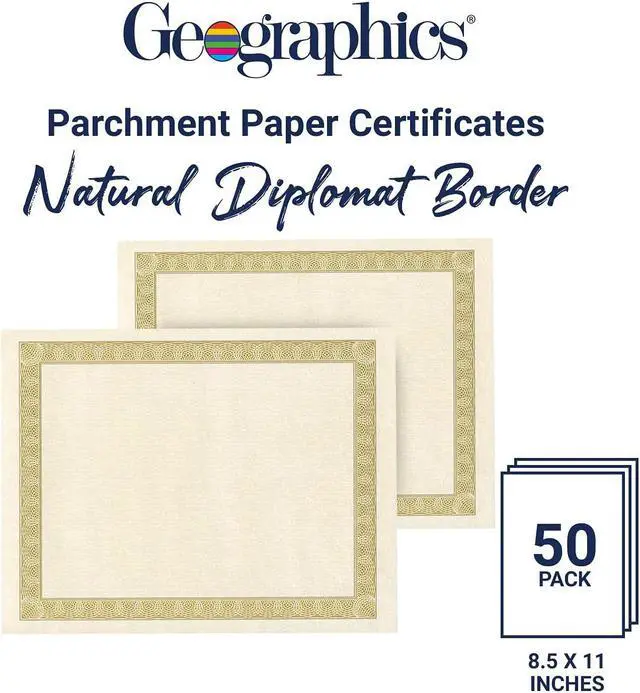 Alt view image 4 of 11 - Geographics Parchment Paper Certificates, 8-1/2 x 11, Natural Diplomat Border, 50/Pack