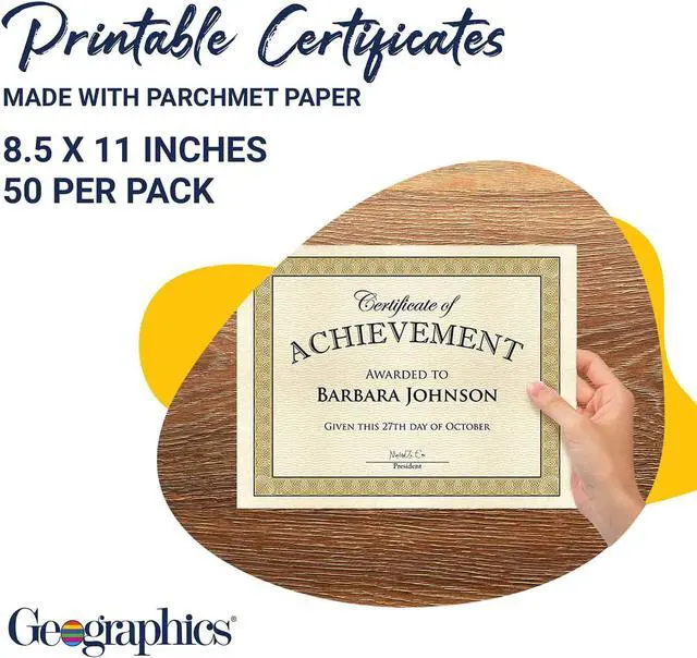 Alt view image 5 of 11 - Geographics Parchment Paper Certificates, 8-1/2 x 11, Natural Diplomat Border, 50/Pack