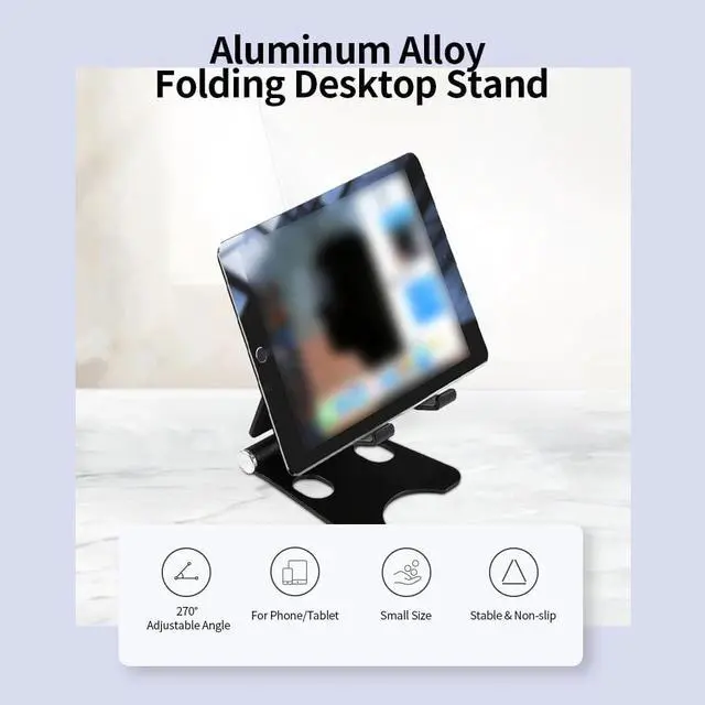 Alt view image 5 of 12 - Tablet Stand Adjustable Folding Phone Desktop Portable Aluminum Alloy Mobile Phone Tablet for 3-9.7 inch mobile phone/tablet
