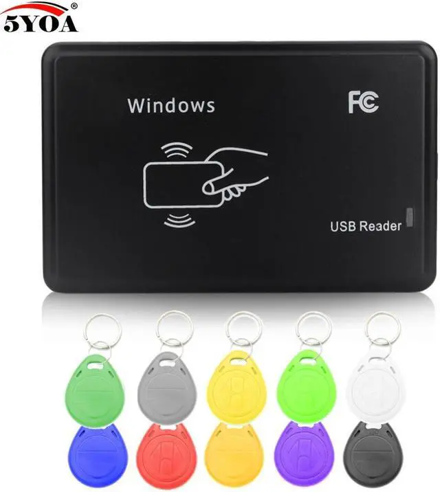 Main image of Cloner 125KHz EM4100 RFID Copier Writer Duplicator Programmer Reader +10 Pcs EM4305 T5577 Rewritable ID Keyfobs Tags Card