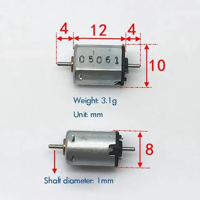 Alt view image 6 of 6 - Metal Brush Micro DC Motor DC 3-6V Double Shaft Precision Small Motor Silent Fast Speed Shaft Diameter 1mm 14600-29000 rpm