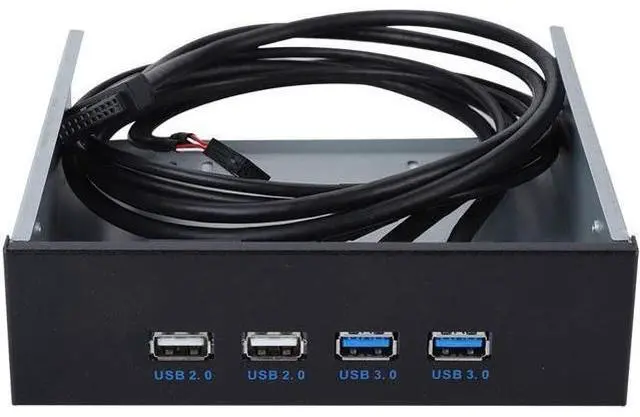 Main image of ASHATA 5.25" Front Panel,4 USB Port Optical Drive Front Panel,Multifunction 5.25 Inch 19 Pin/9Pin to USB 3.0 USB 2.0 4 Port Metal Optical Drive Bay for Windows, XP, Vista, Windows 7 32 & 64 bit