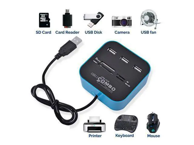 Alt view image 2 of 4 - Micro USB Hub 2.0 3 Ports + TF SD Card Reader Slot High Speed USB Combo All In One USB Splitter for Laptop Desktop Use