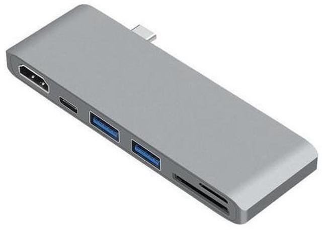 Alt view image 4 of 7 - USB C Hub, 6 in 1 Multi Port Type C to HDMI Adapter, Type C Combo Hub with 4K HDMI, SD/MicroSD Card Reader, 2 USB 3.0 Ports, USB-C Charging Port for MacBook, iMac, ChromeBook etc- Gray