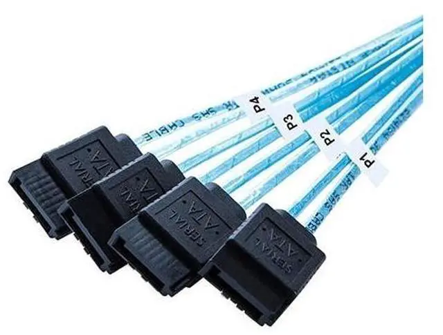 Alt view image 6 of 6 - Internal HD Mini SAS Cable 0.5M / 1.6FT,  Internal HD Mini SAS (SFF-8643 Host) - 4X SATA (Target) Cable, SFF-8643 to 4X SATA Cable, SFF-8643 for Controller, 4 Sata Connect to Hard Drive